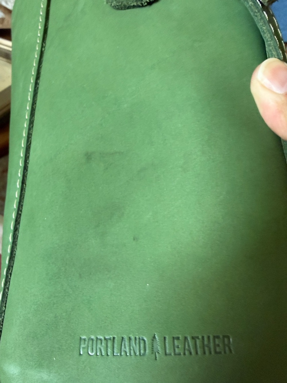 Portland Leather Green Nubuck Bucket Bag - Picture 11 of 11